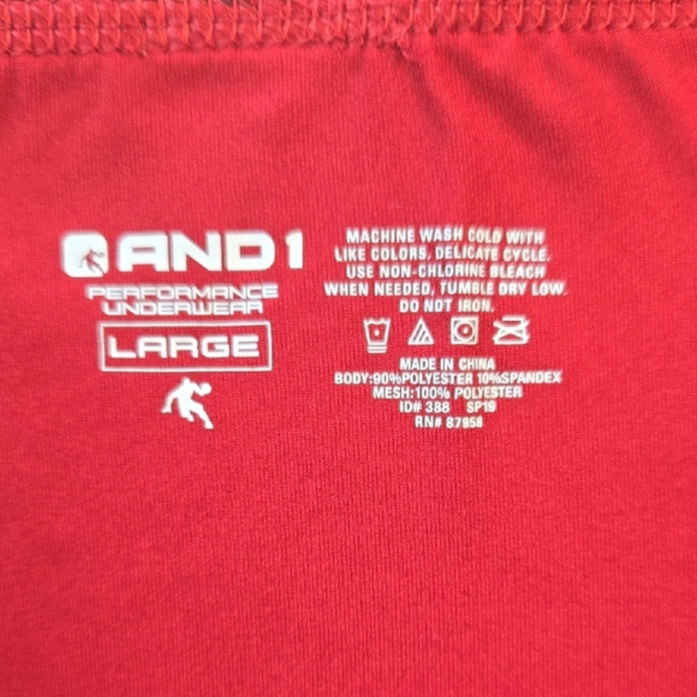 AND1 Red Athletic Boxer Briefs Elastic Waistband - Picture 3 of 5